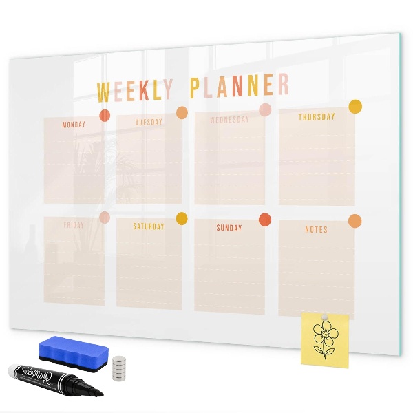 Tableau effaçable magnétique Agenda hebdomadaire avec espace pour photos