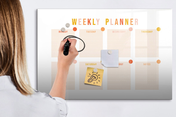 Tableau effaçable magnétique Agenda hebdomadaire avec espace pour photos
