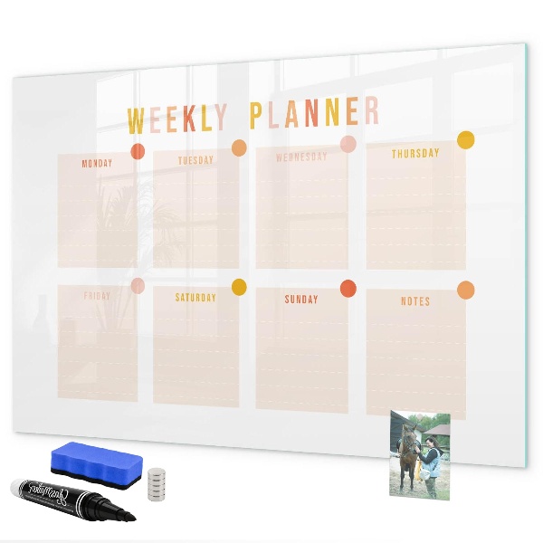 Tableau effaçable magnétique Agenda hebdomadaire avec espace pour photos