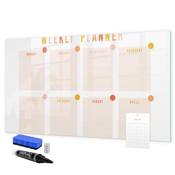 Tableau effaçable magnétique Agenda hebdomadaire avec espace pour photos
