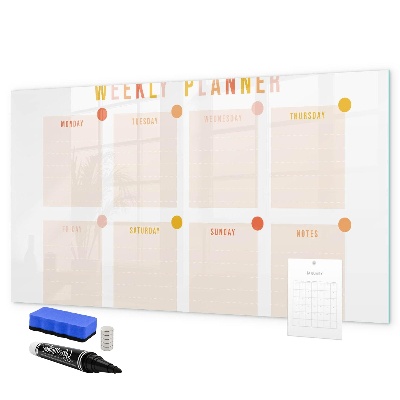 Tableau effaçable magnétique Agenda hebdomadaire avec espace pour photos