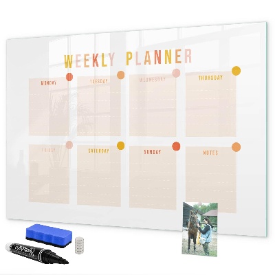 Tableau effaçable magnétique Agenda hebdomadaire avec espace pour photos