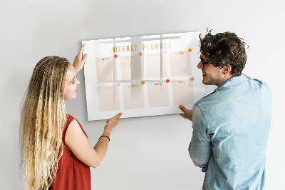 Tableau effaçable magnétique Agenda hebdomadaire avec espace pour photos