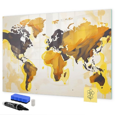 Tableau magnétique effaçable Carte du monde avec emplacements de photos