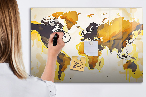 Tableau magnétique effaçable Carte du monde avec emplacements de photos