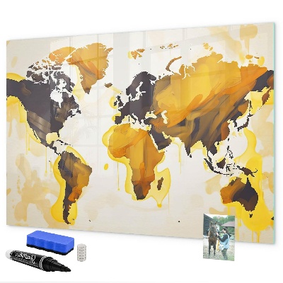 Tableau magnétique effaçable Carte du monde avec emplacements de photos