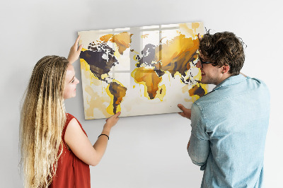 Tableau magnétique effaçable Carte du monde avec emplacements de photos