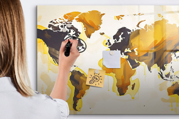 Tableau magnétique effaçable Carte du monde avec emplacements de photos