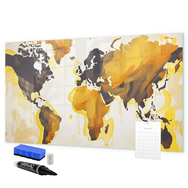 Tableau magnétique effaçable Carte du monde avec emplacements de photos