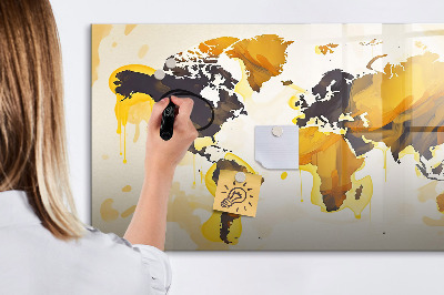 Tableau magnétique effaçable Carte du monde avec emplacements de photos
