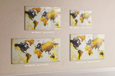 Tableau magnétique effaçable Carte du monde avec emplacements de photos