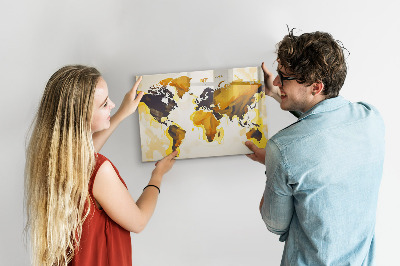 Tableau magnétique effaçable Carte du monde avec emplacements de photos