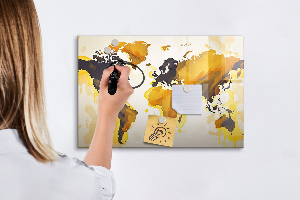 Tableau magnétique effaçable Carte du monde avec emplacements de photos