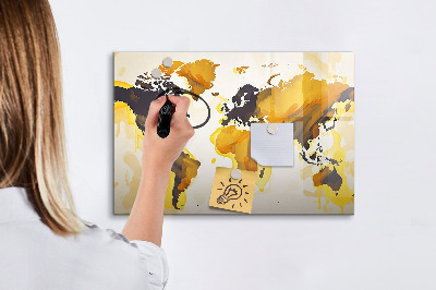 Tableau magnétique effaçable Carte du monde avec emplacements de photos
