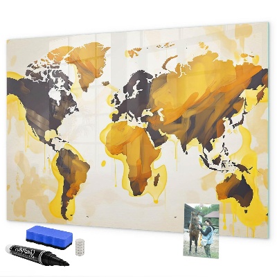 Tableau magnétique effaçable Carte du monde avec emplacements de photos