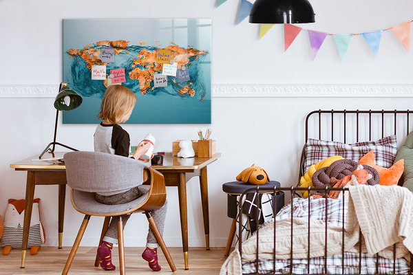 Tableau effaçable magnétique Un monde interactif avec des photos personnelles