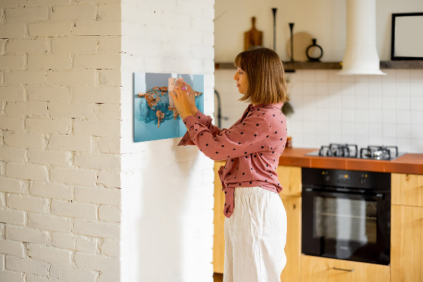 Tableau effaçable magnétique Un monde interactif avec des photos personnelles