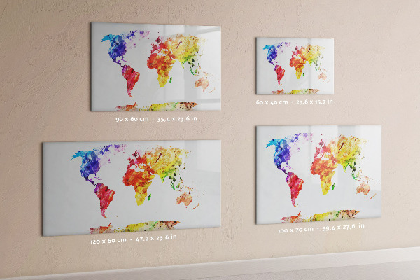 Tableau effaçable magnétique Carte du monde colorée avec photos