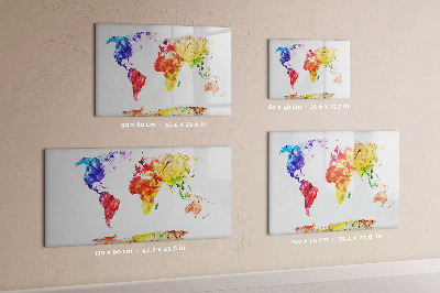 Tableau effaçable magnétique Carte du monde colorée avec photos