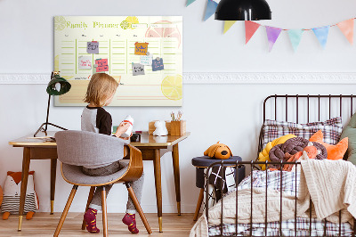 Tableau magnétique effaçable Agenda familial avec espace pour photos