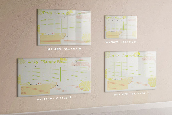 Tableau magnétique effaçable Agenda familial avec espace pour photos