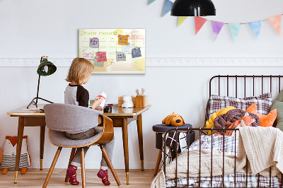 Tableau magnétique effaçable Agenda familial avec espace pour photos