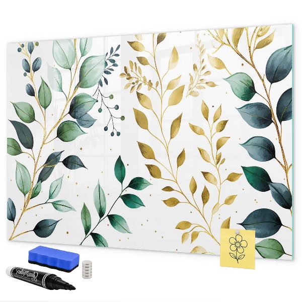 Tableau magnétique effaçable Feuilles vertes et souvenirs en photos