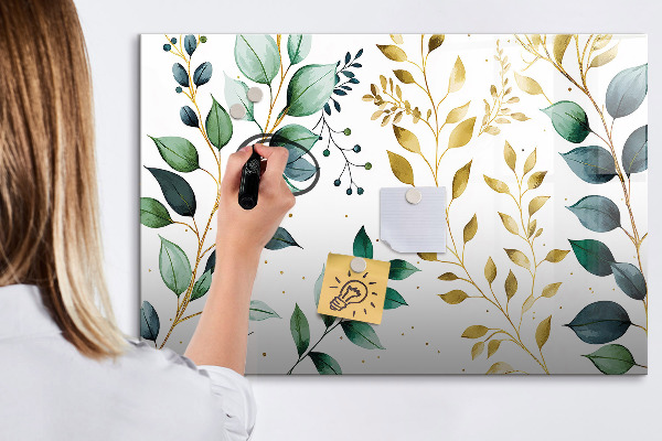 Tableau magnétique effaçable Feuilles vertes et souvenirs en photos