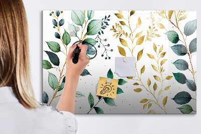 Tableau magnétique effaçable Feuilles vertes et souvenirs en photos