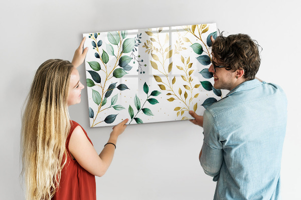 Tableau magnétique effaçable Feuilles vertes et souvenirs en photos