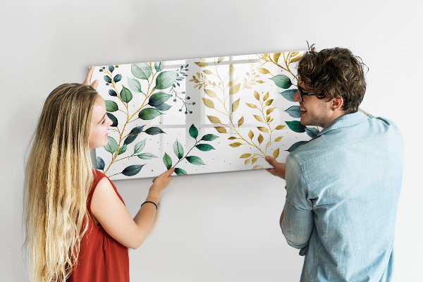 Tableau magnétique effaçable Feuilles vertes et souvenirs en photos
