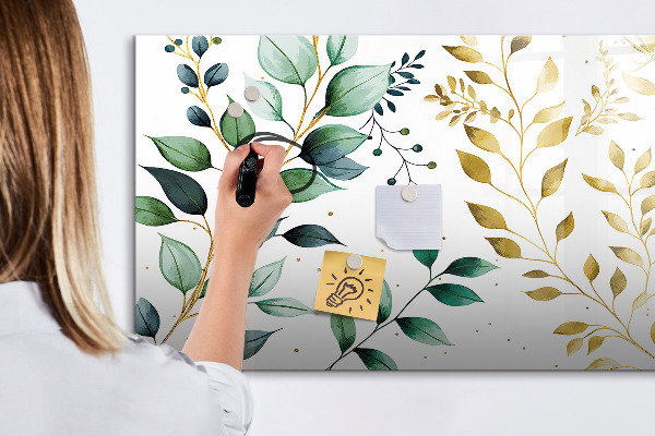 Tableau magnétique effaçable Feuilles vertes et souvenirs en photos