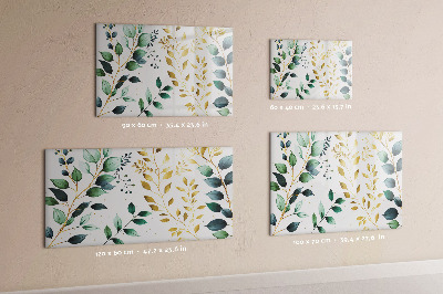 Tableau magnétique effaçable Feuilles vertes et souvenirs en photos