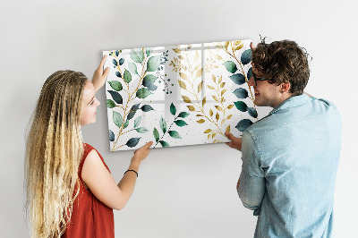 Tableau magnétique effaçable Feuilles vertes et souvenirs en photos