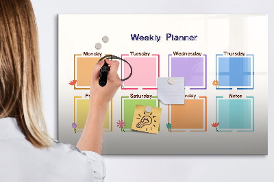 Tableau effaçable magnétique Agenda hebdomadaire avec espace pour photos