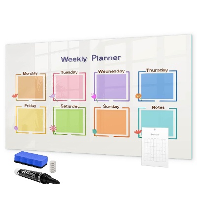Tableau effaçable magnétique Agenda hebdomadaire avec espace pour photos