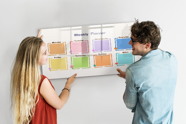 Tableau effaçable magnétique Agenda hebdomadaire avec espace pour photos