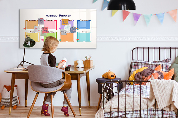 Tableau effaçable magnétique Agenda hebdomadaire avec espace pour photos