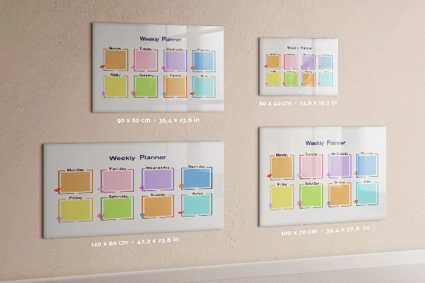 Tableau effaçable magnétique Agenda hebdomadaire avec espace pour photos