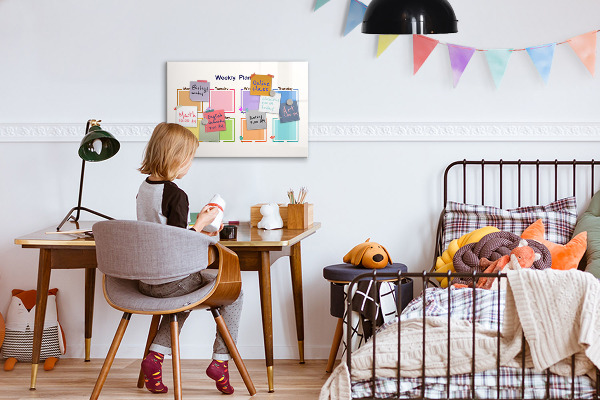 Tableau effaçable magnétique Agenda hebdomadaire avec espace pour photos