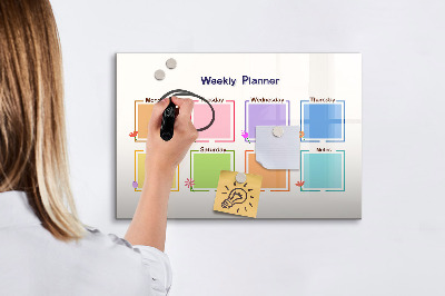 Tableau effaçable magnétique Agenda hebdomadaire avec espace pour photos