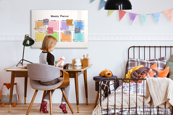 Tableau effaçable magnétique Agenda hebdomadaire avec espace pour photos