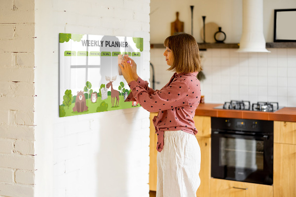 Tableau magnétique effaçable Agenda hebdomadaire sur le thème de la forêt