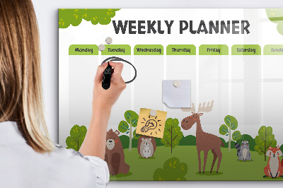 Tableau magnétique effaçable Agenda hebdomadaire sur le thème de la forêt