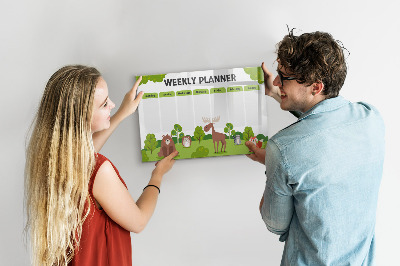 Tableau magnétique effaçable Agenda hebdomadaire sur le thème de la forêt