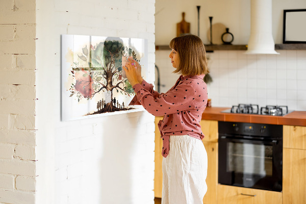 Tableau effaçable magnétique Arbre à souvenirs avec photos personnelles