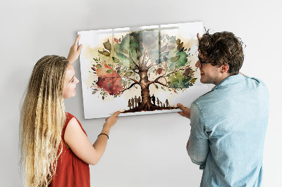 Tableau effaçable magnétique Arbre à souvenirs avec photos personnelles