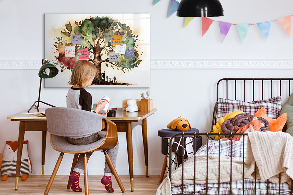 Tableau effaçable magnétique Arbre à souvenirs avec photos personnelles