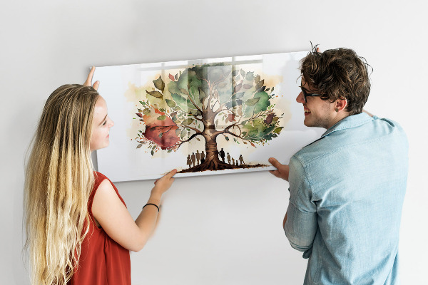Tableau effaçable magnétique Arbre à souvenirs avec photos personnelles