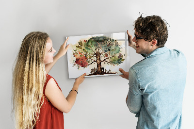 Tableau effaçable magnétique Arbre à souvenirs avec photos personnelles